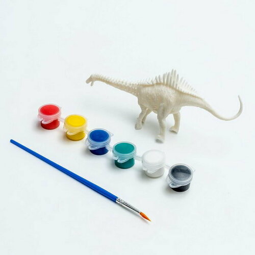 фото Набор для творчества "раскрась спинозавра", краска 6 цветов по 2 мл, кисть сима-ленд