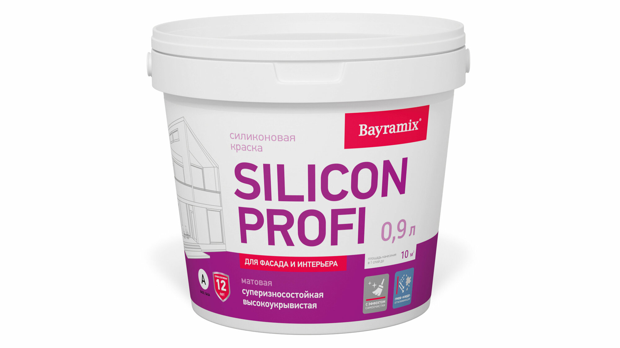 Bayramix Краска фасадная силиконовая матовая Silicon Profi База С бесцветная 12 кг / 09 л (только колеровка)