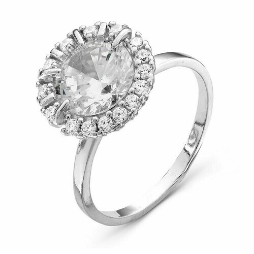 фото Кольцо tosya, серебро, 925 проба, родирование, фианит, размер 17, бесцветный