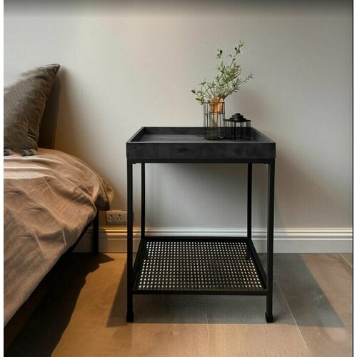 Прикроватная тумба на металлическом каркасе салливан цвет угольно-серый лофт