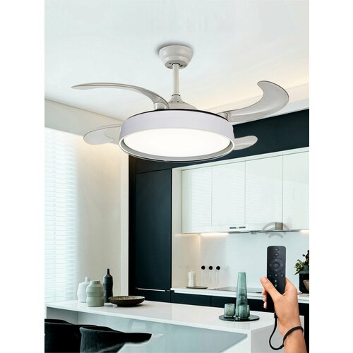 Люстра подвесная светодиодная VertexHome VER-68238 с вентилятором и пультом д/у, для гостиной, кухни, спальни и детской комнаты