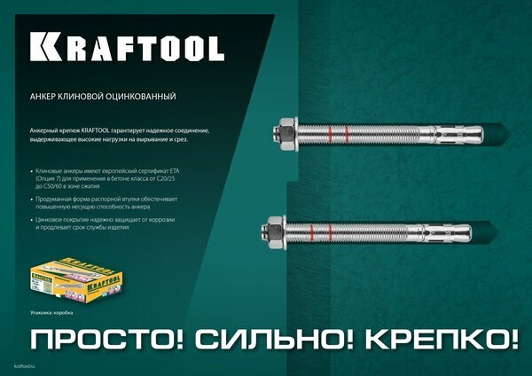 Анкер клиновой Kraftool 302184-10-120 10x120, 25 шт.