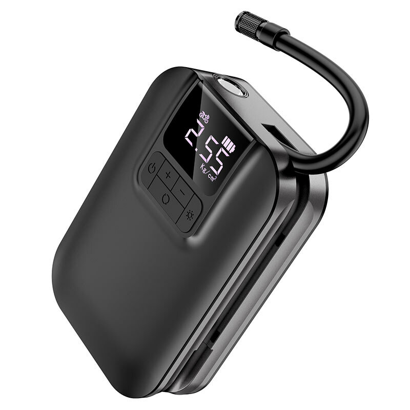 Автомобильный беспроводной компрессор с аккумулятором HOCO S53 Breeze portable smart air pump 2500 мАч, черный — фото 12
