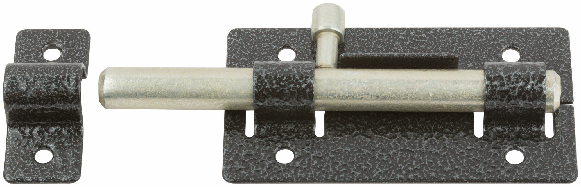 фото Задвижка накладная усиленная для дверей, круглый ригель, серебро