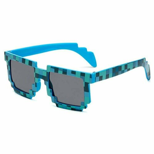 Карнавальные очки Пиксели голубые