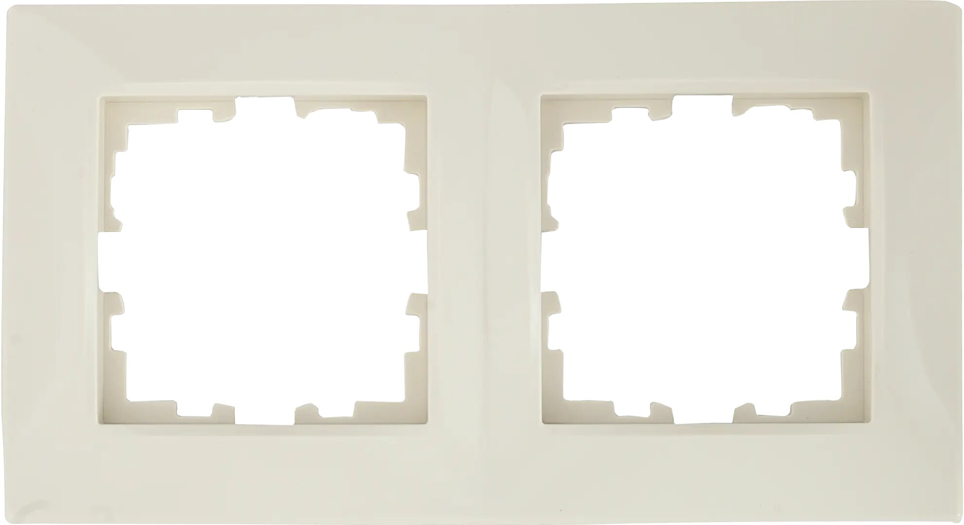 фото Рамка для розеток и выключателей Lexman Виктория сферическая 2 поста цвет бежевый