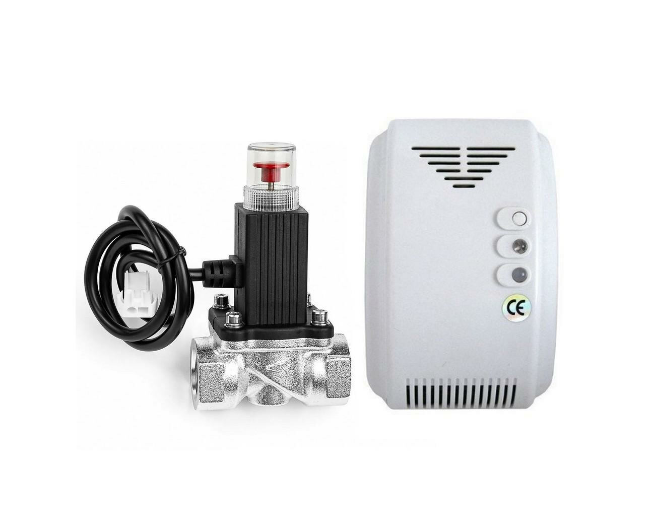 Сигнализатор загазованности с запорным газовым клапаном Straz GAZ-Клапан (3-4) (S19275STR) для газовой плиты на кухне. Газоанализатор