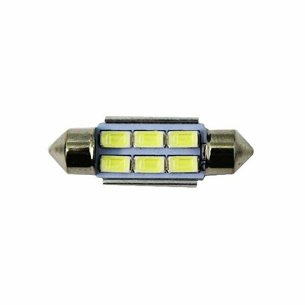 Лампа светодиодная Т11(SV8.5) 12V 6 SMD 36MM салона, номерн. знака белый