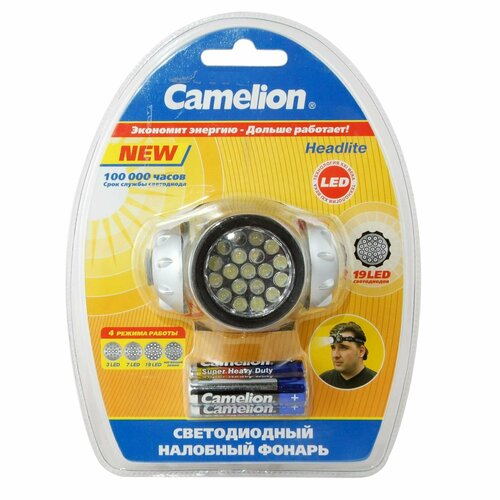 фото Фонарь диодный головной 4 режима 4,5v camelion