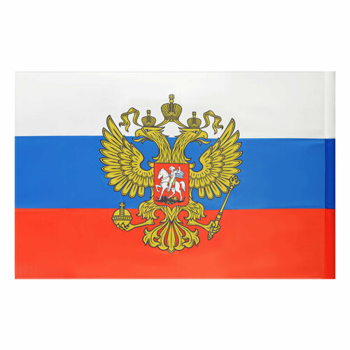 Флаг РФ Мегафлаг 90х135 см, с гербом, пакет с европодвесом (MFFN520) аксельбант с 2 кисточками 2 кружками 3 косами и петлей цвет триколор длина 35 см