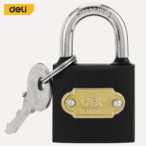 Изображение товара Навесной замок DELI 32 мм dl508901 (автомат, личинка латунь, 3 ключа, защита от влаги)
