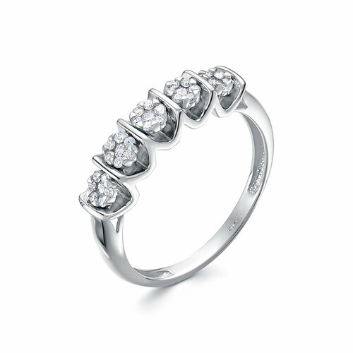 Кольцо Vesna jewelry, белое золото, 585 проба, родирование, бриллиант, размер 17.5, бесцветный 35 02 тонкое кольцо из белого золота с 5 ю белыми бриллиантами