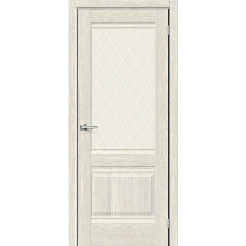 Дверь Прима-3 / Цвет Ash White / Стекло White Сrystal / Двери Браво