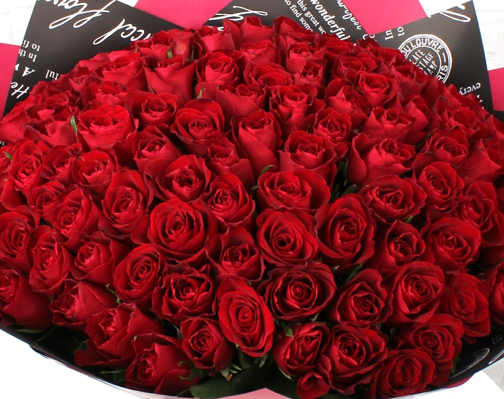 Монобукет The Floreal "Красная роза", 101 цветок, высота 40 см — фото 1