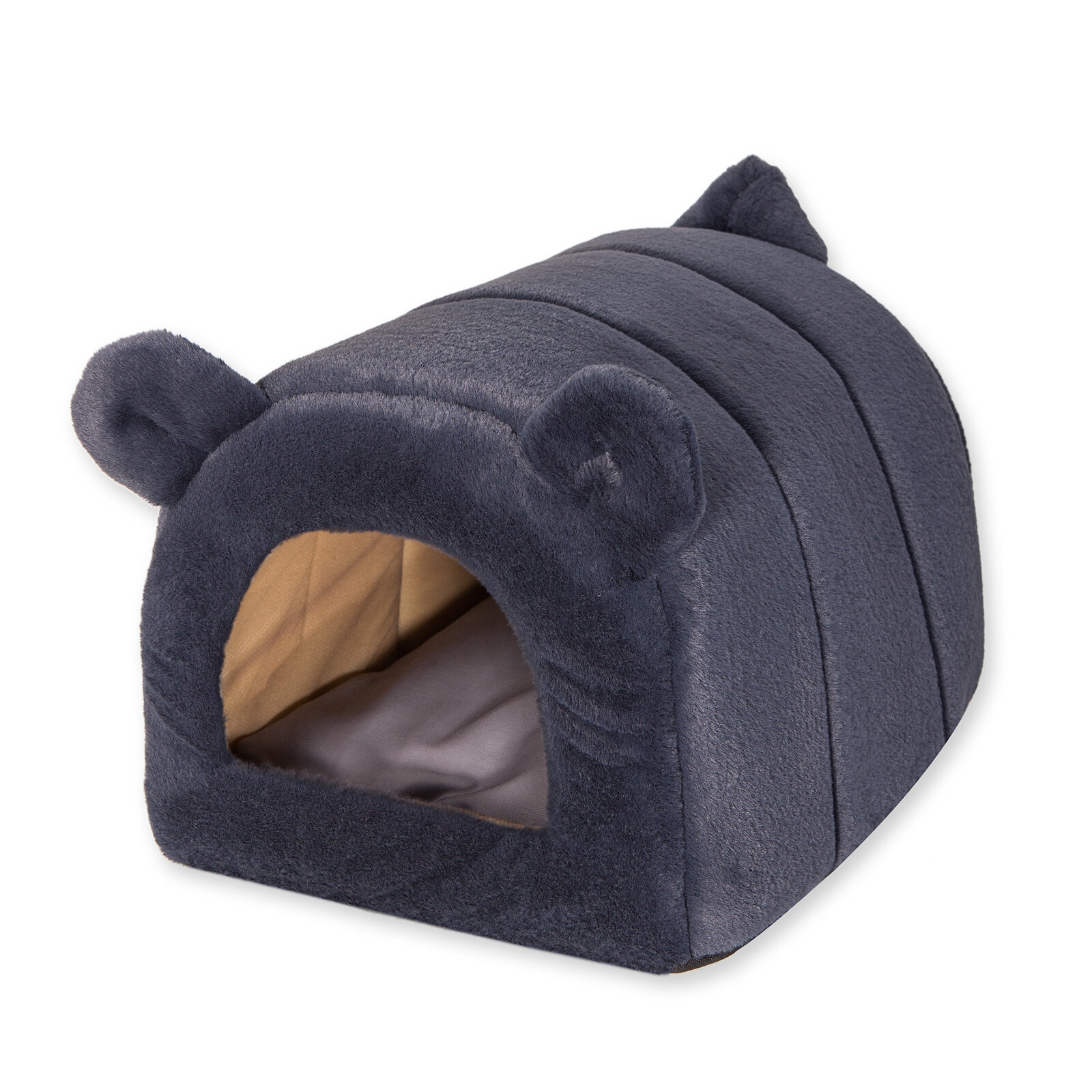 Домик для кошек и собак Клампи Мишка, М, 35х50х30 см, темно-серый - фотография № 1