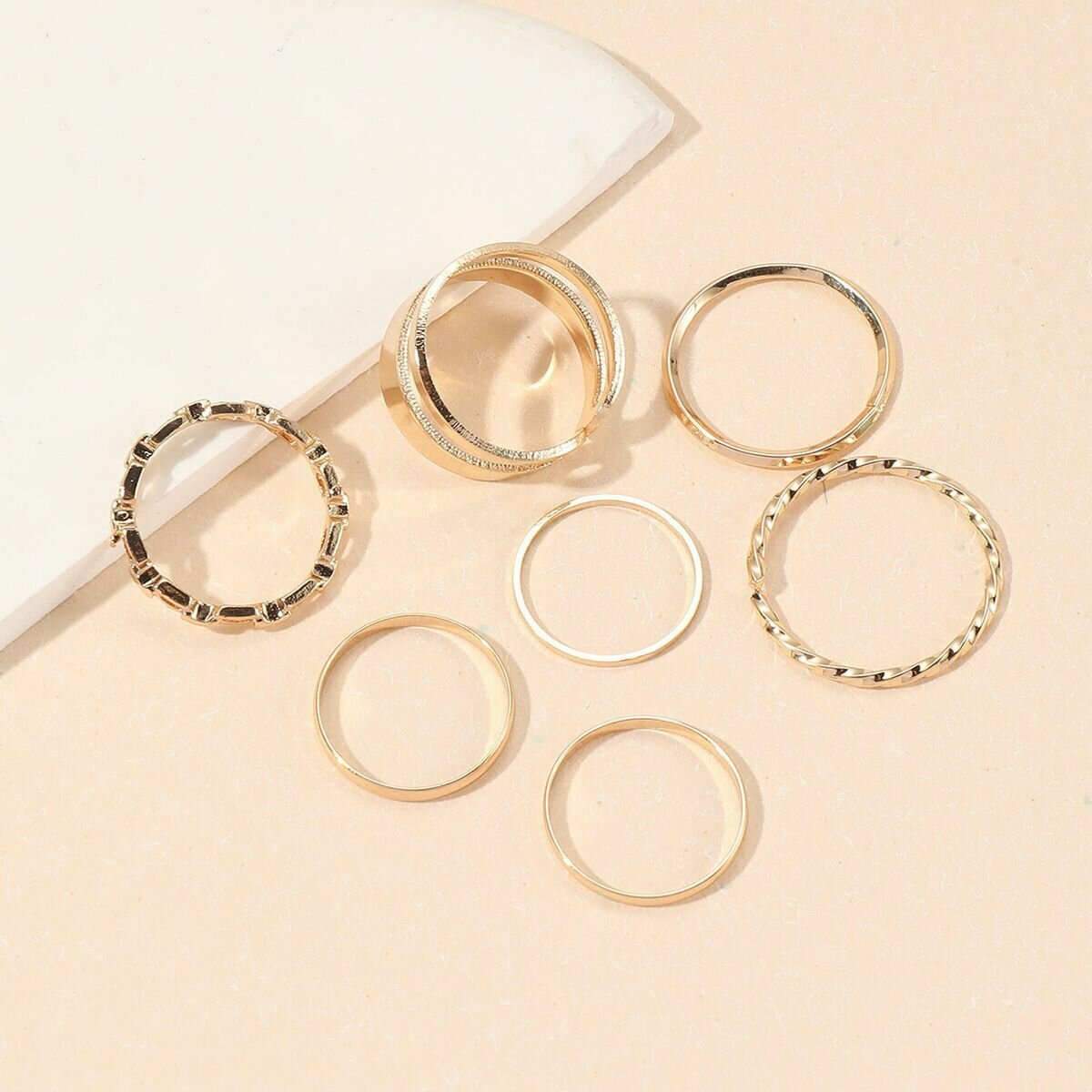 Набор колец, безразмерное, золото — фото 1