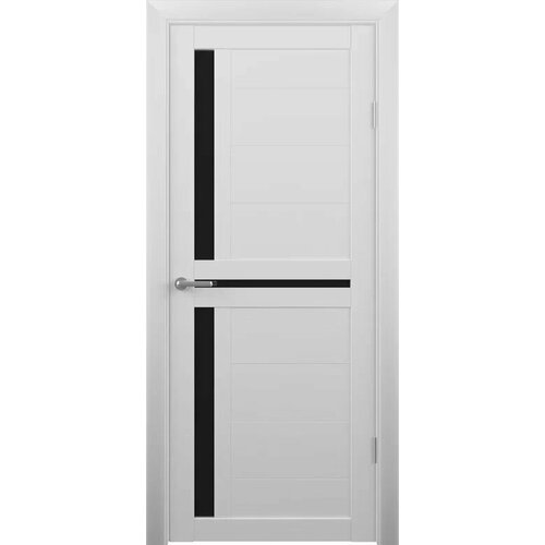 Межкомнатная дверь (дверное полотно) Albero Кельн Эко-Шпон / Кедр снежный / Стекло черное 60х200