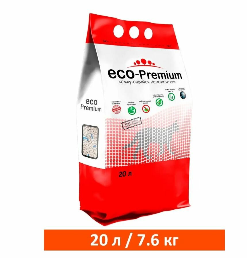 ECO-Premium BLUE наполнитель древесный без запаха 20л (7,6кг)
