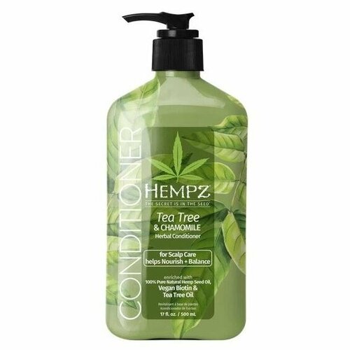 Кондиционер Hempz Hair Care Tea Tree & Chamomile Herbal Conditioner, Кондиционер Здоровые волосы Чайное дерево и Ромашка, 1000 мл кондиционер для волос с маслом жожоба и растительными экстрактами conditioner professional grooming кондиционер 100мл