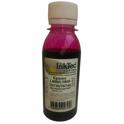 Чернила InkTec E0017 для Epson L800/L1800 T6736/ T6746 , ML, 0,1 л, фоточернила inktec e0010 01llm светло пурпурные для epson для заправки снпч и пзк