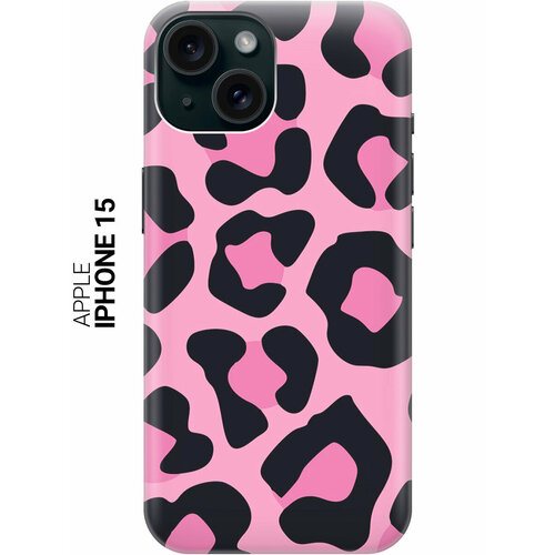 Силиконовый чехол на Apple iPhone 15 / Эпл Айфон 15 с рисунком Паттерн розовый леопард