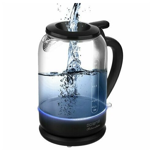 Чайник POLARIS PWK 1753CGL 15 л 1800-1950 Вт закрытый нагревательный элемент стекло черный 53258 442400₽