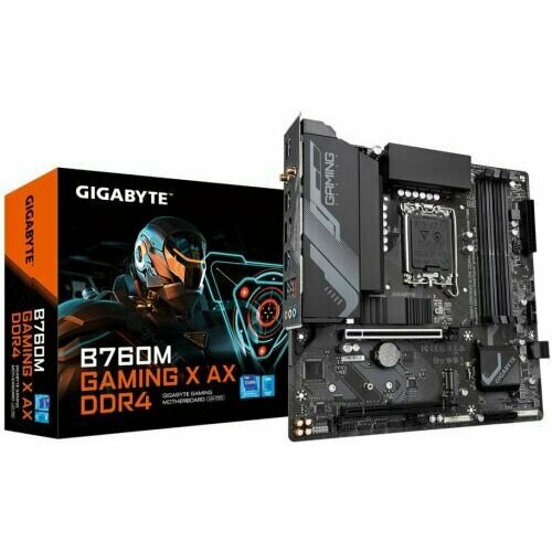 Материнская плата mATX GIGABYTE B760M GAMING X AX LGA1700 B760 4DDR5 7600 4SATA 6G RAID 2M2 2PCIE 25Glan WiFi BT HDMI DP 4USB 32 20706₽