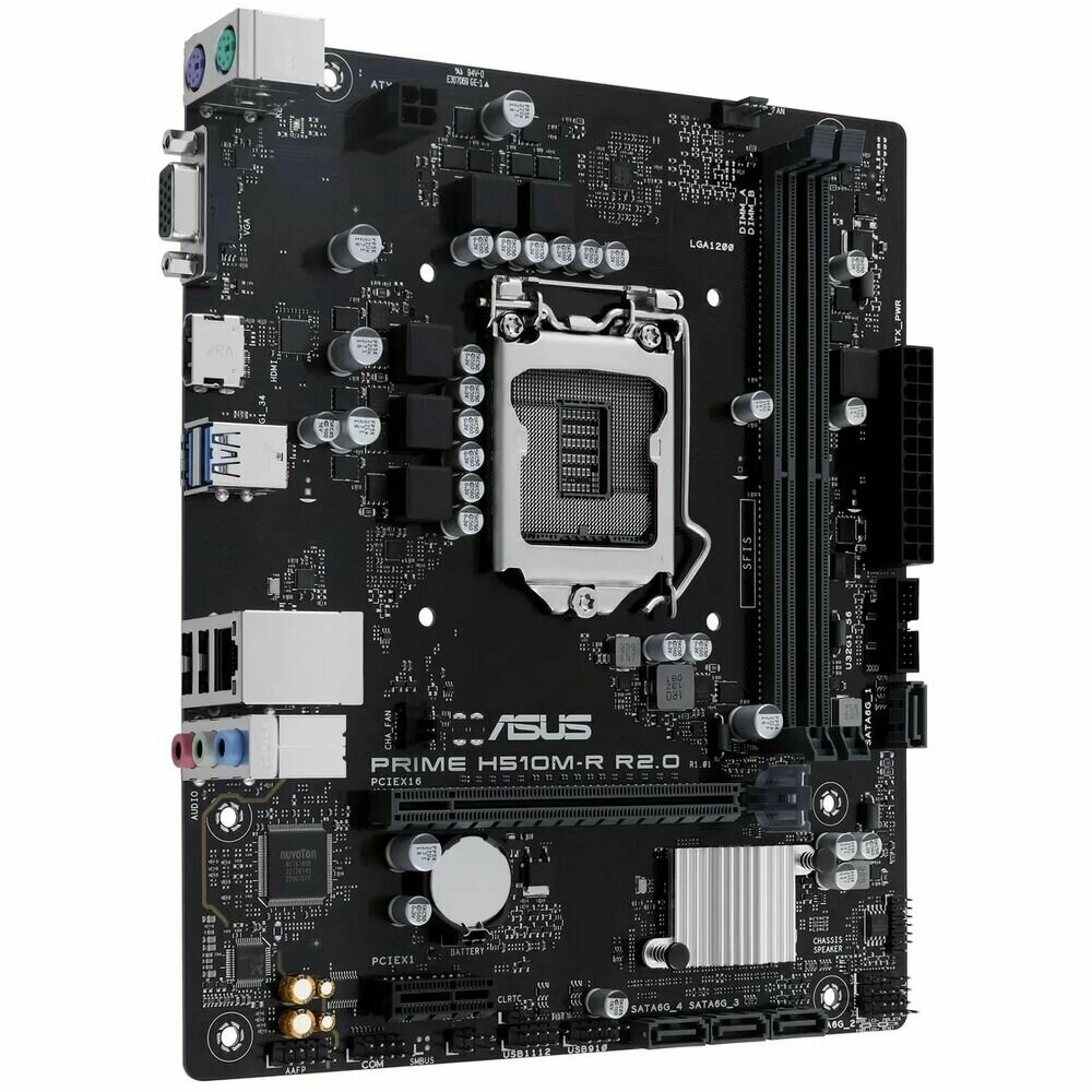 Материнская плата ASUS PRIME H510M-R R2.0-SI H470 Socket-1200 2xDDR4, 4xSATA3, 1xPCI-E16x, 2xUSB3.2, D-Sub, DVI, HDMI, Glan, mATX — фото 4