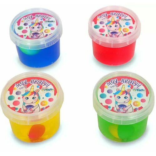 Слайм Стекло Мяч-Прыгун ассорти 4 цв 90г 00-00512513251525162517 499₽