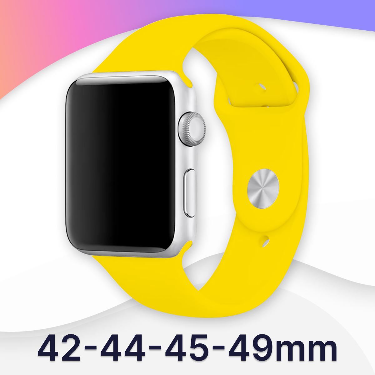 Силиконовый ремешок для Apple Watch 42-44-45 mm Series 1-7 SE / Сменный браслет (Sport Band) для смарт часов Эпл Вотч 42-45 мм Ocean Blue S