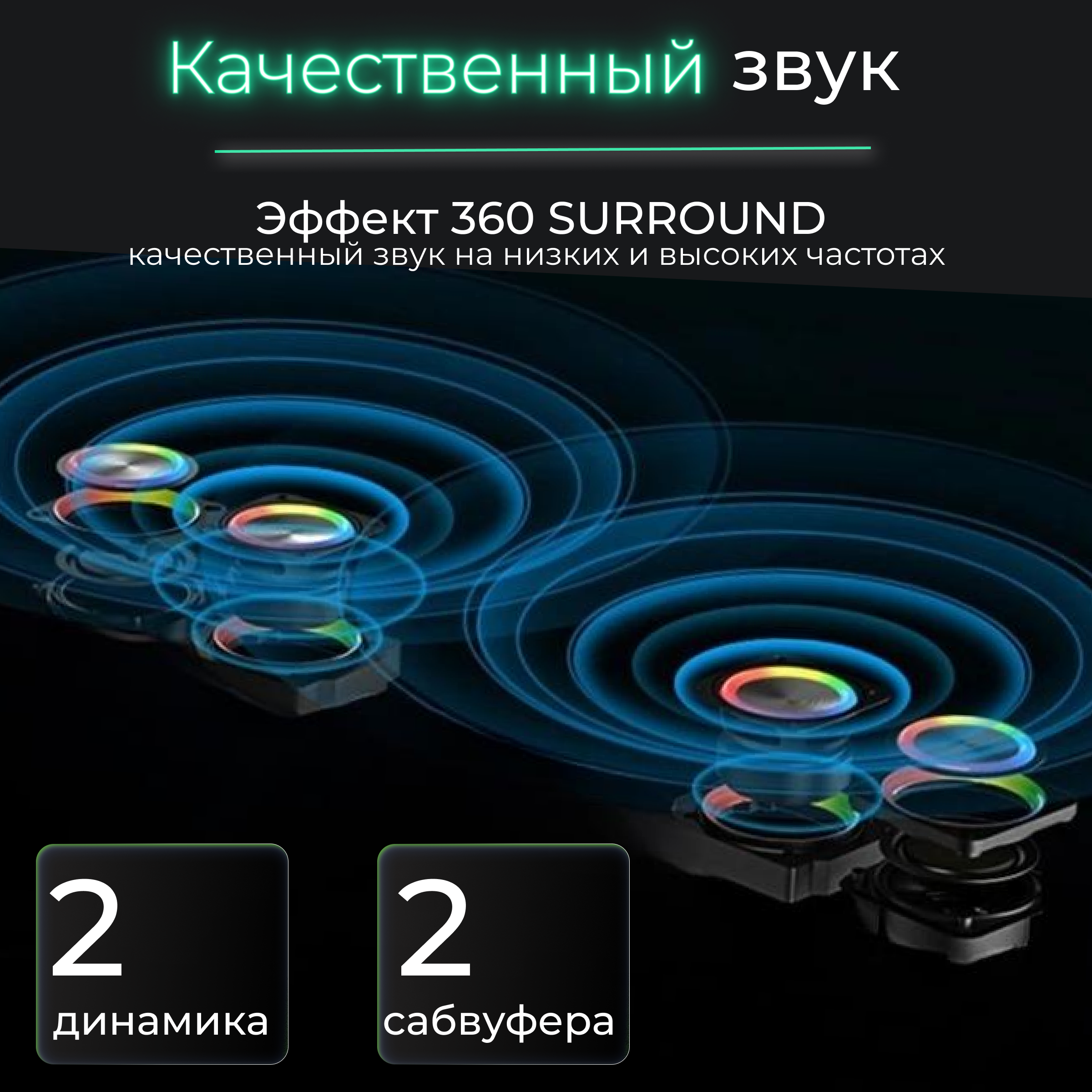 Беспроводная портативная bluetooth колонка с подсветкой, радио, AUX/саундбар/звуковая панель — фото 3