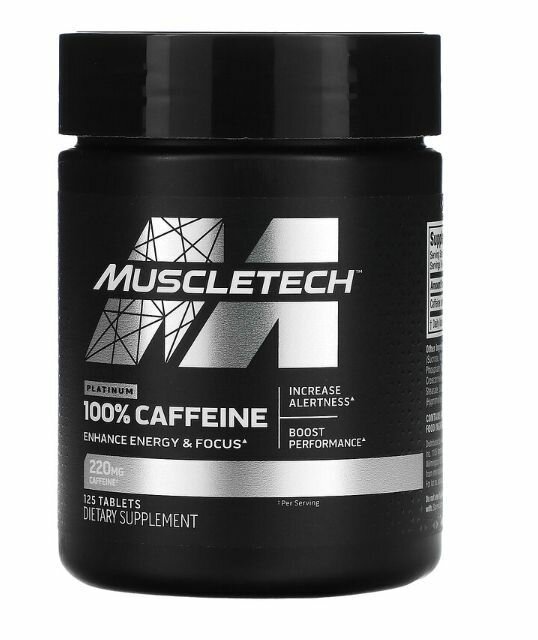 MuscleTech, Platinum 100%, кофеин, 220 мг, 125 таблеток