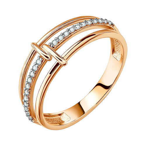 фото Кольцо diamant online, золото, 585 проба, фианит, размер 17, прозрачный