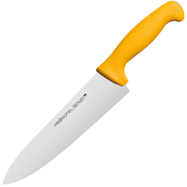 Нож поварской «Проотель»; сталь нержавеющая, пластик; L=34/20, B=4.5см; металлический , желтый