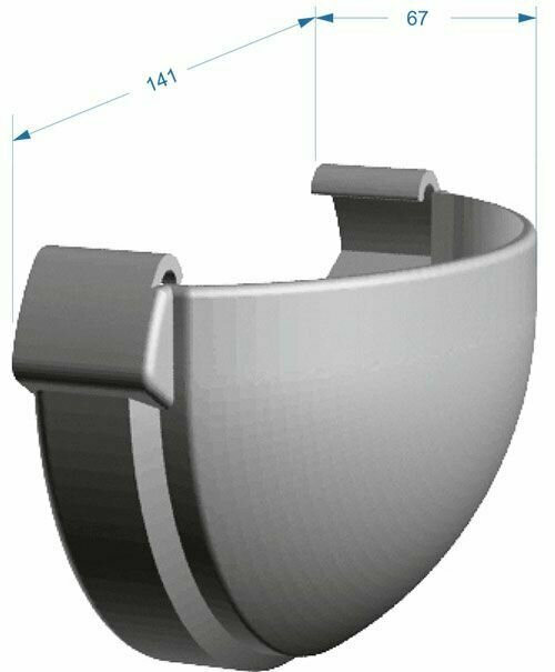 Заглушка желоба водостока Docke LUX, ПВХ, диаметр 100 мм, серый — фото 1