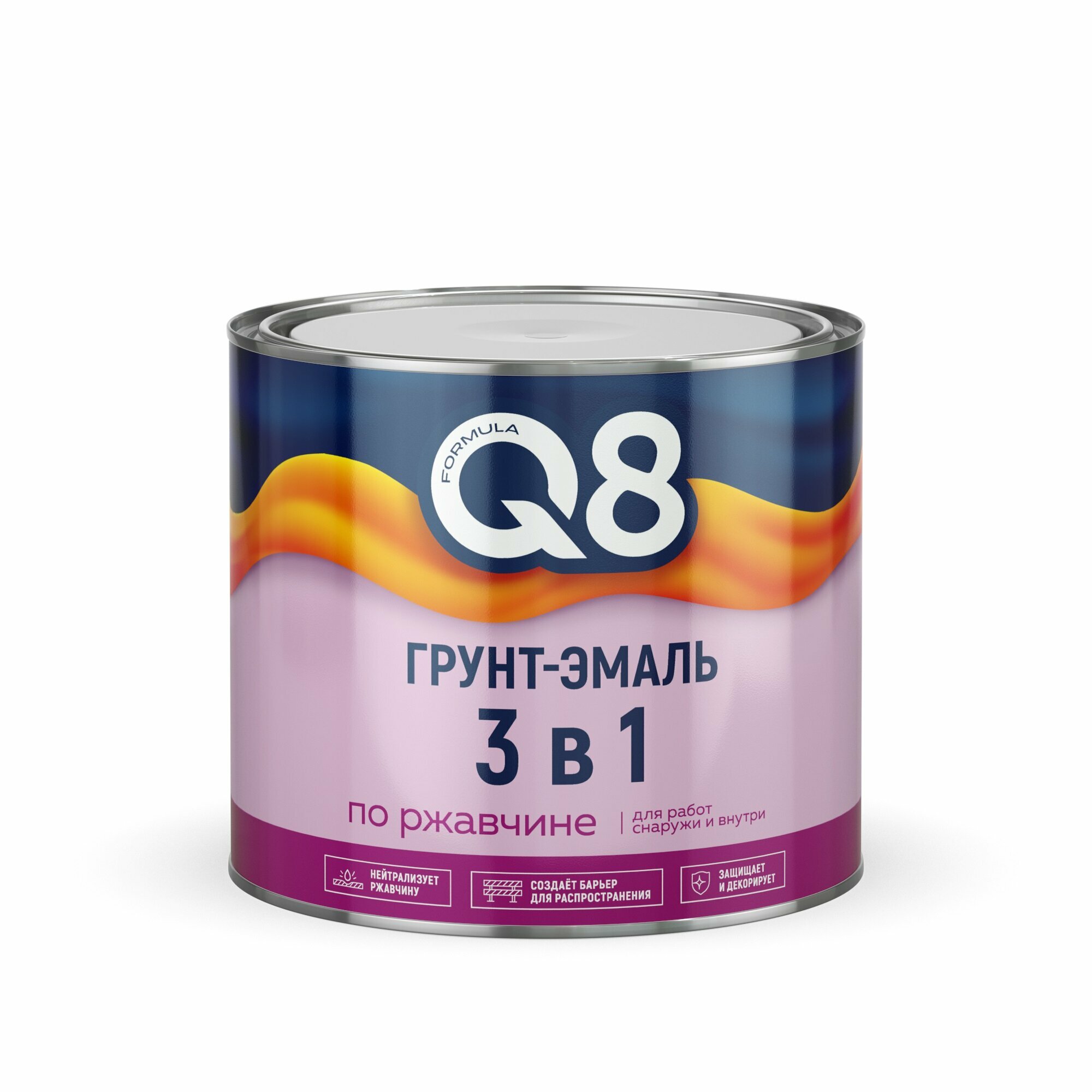 Грунт-эмаль Formula Q8 по ржавчине 3 в 1, матовая, 1,9 кг, черная