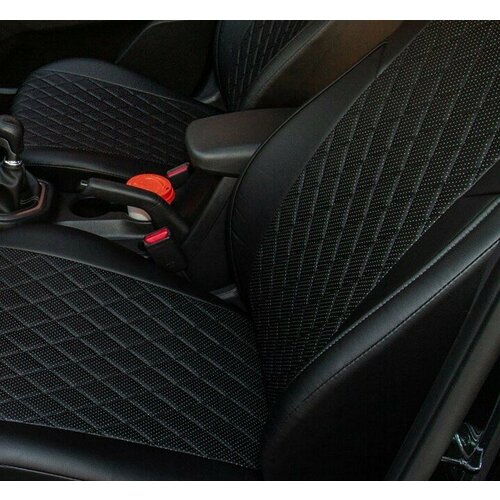 Авточехлы с ромбом для Skoda Octavia A7/ чехлы на сиденья для Шкоды Октавия А7 без заднего подлокотника