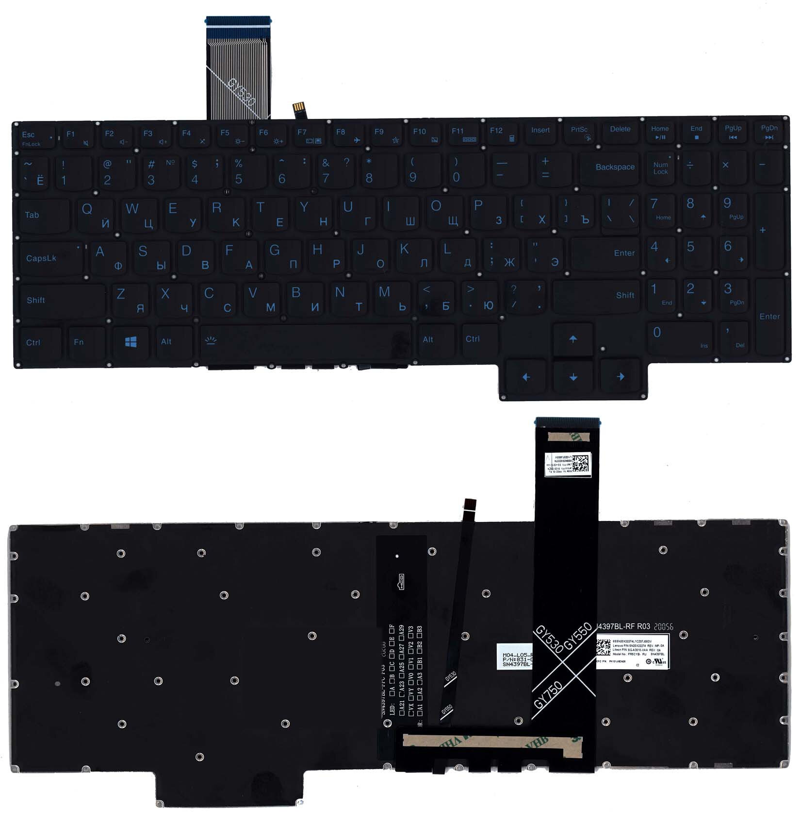 Клавиатура для ноутбука Lenovo Gaming 3-15IMH05 3-15ARH05 3-15ACH05 Blue p/n: SN20X22274 PR5CYB-RU