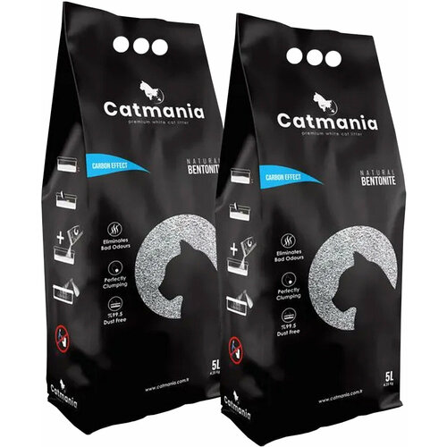 CATMANIA CARBON EFFECT наполнитель комкующийся для туалета кошек с добавление активированного угля (5 + 5 л)