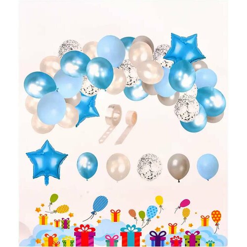 Набор воздушных шаров голубой, белый 40шт PM 058D-2615D