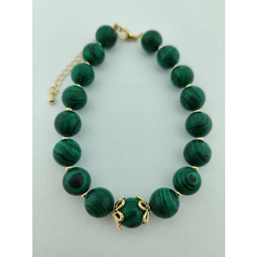 Браслет, 1 шт., размер 18 см, размер M, зеленый, золотистый