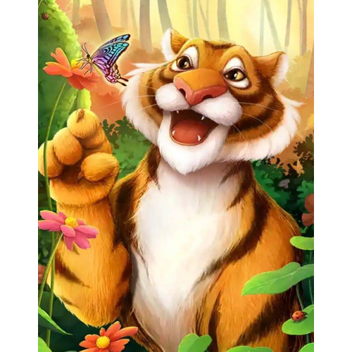 Картина по номерам Тигр с бабочкой 40х50