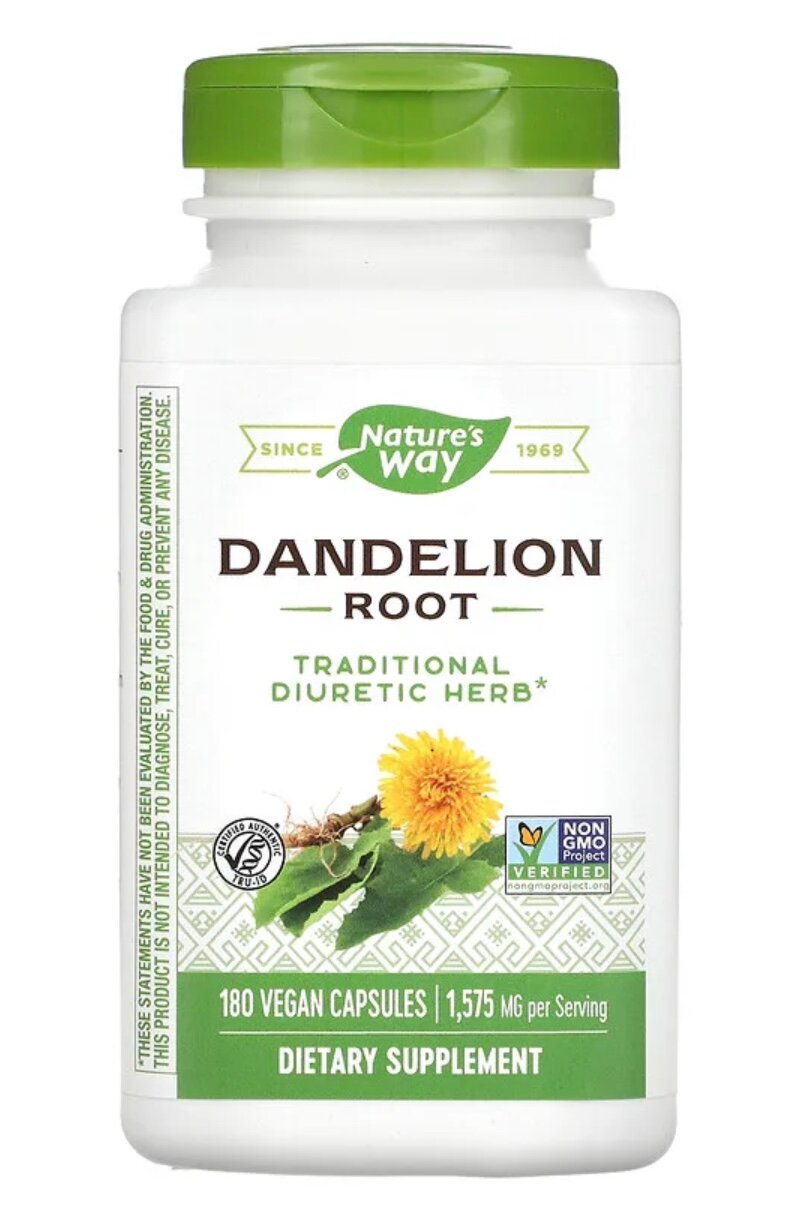 Nature's Way, Dandelion Root, корень одуванчика, 1575 мг, 180 веганских капсул (525 мг в 1 капсуле)