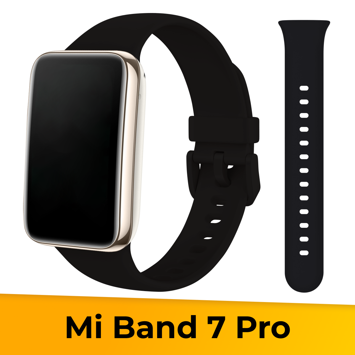 Силиконовый ремешок для умных часов Xiaomi Mi Band 7 Pro / Сменный спортивный браслет для фитнес трекера Сяоми Ми Бэнд 7 Про / Черный