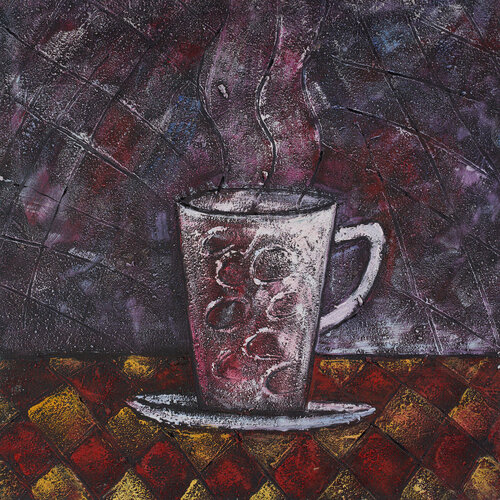 Картина на стену на холсте для интерьера комнаты спальни гостиной кухни Серая кружка с кругами натюрморт 4175₽