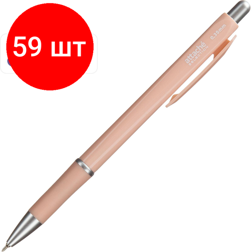 Комплект 59 штук, Ручка шариковая автомат. Attache SelectionFlora0.35, син, масл, манж, асс