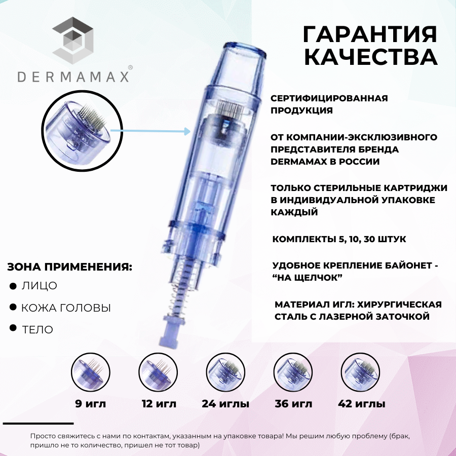 Картриджи для дермапен мезопен / 12 игл / синий длинный 10 шт. - фотография № 2
