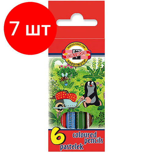 Комплект 7 наб, Карандаши цветные KOH-I-NOOR короткие Крот 6 цв/наб 3621006046KSNN