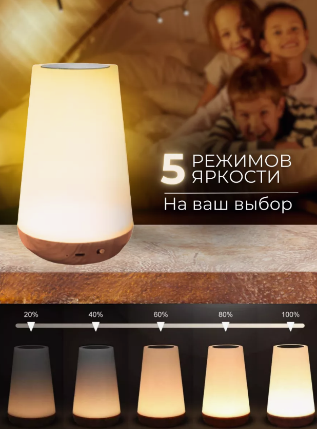 LED ночник детский для сна/ сенсорный настольный светильник RGB LEMIL - фотография № 3