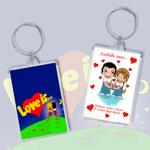 Брелок Брелок Love is…, глянцевая фактура, бирюзовый